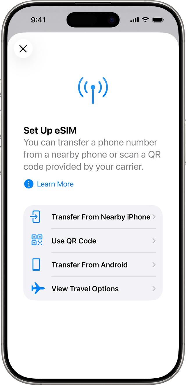 Set up eSIM on iPhone